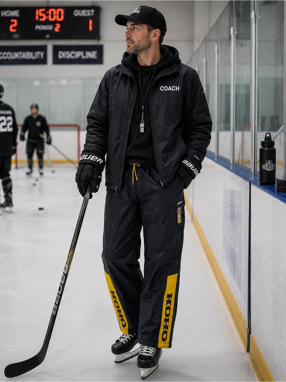NWT Koho Black Gold Water Repel Lined Hockey Rink Pant K3520 Mens XL